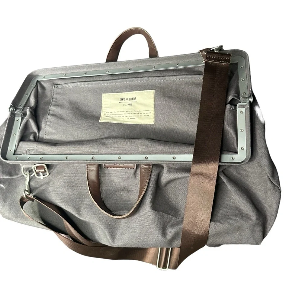 Line of Trade Mens Cotton Canvas Travel Bag Gray Brown